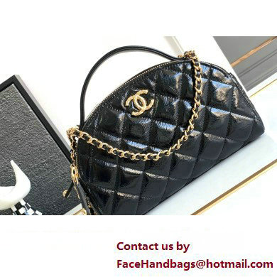 Chanel Calfskin & Gold-Tone Metal Chain Bowling Bag AP3586 Black 2024